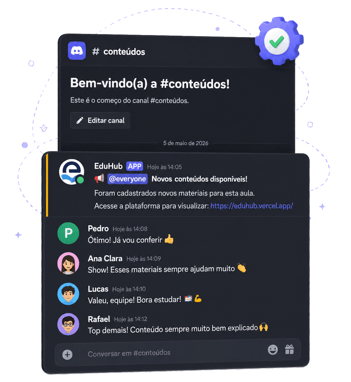 Visualização da integração nativa com Discord